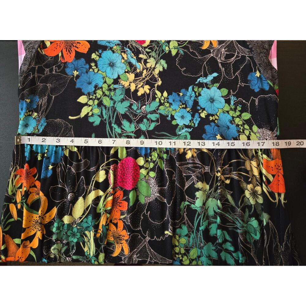 Johnny Was Floral Jersey Knit Colorful Nero Sequence Tiered Tea Length Dress - Picture 9 of 12